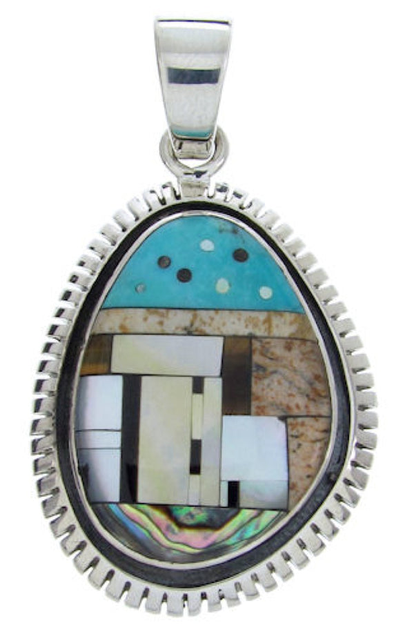 Sterling Silver Multicolor Native American Design Pendant YS69961